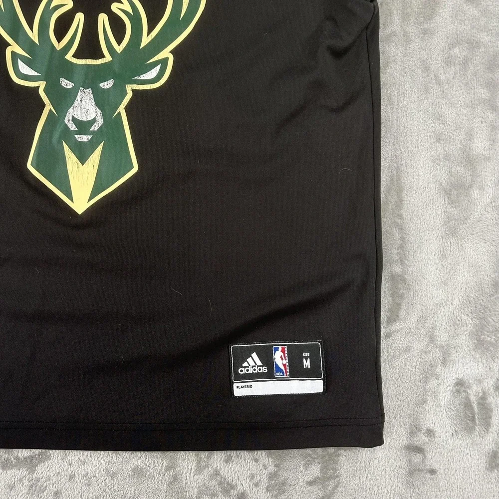Milwaukee Bucks Jersey Mens Medium Black NBA Basketball Giannis 34 Adidas
